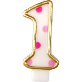 KAARSJE CIJFER 1 ROZE 8,5CM